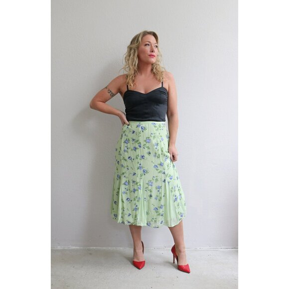 1990's Vintage April Cornell Spring Florals Skirt // Women's Medium to Large - Picture 9 of 11